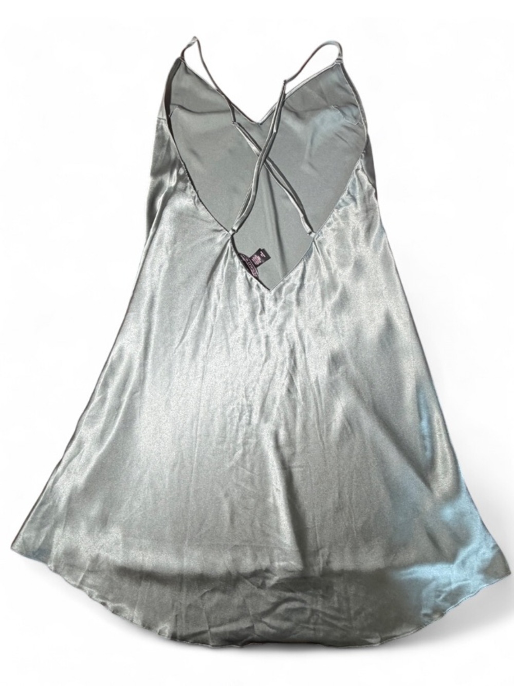 Victoria’s Secret Satin Slip Mini Dress Sage Green V Neck L Y2K - Picture 3 of 4